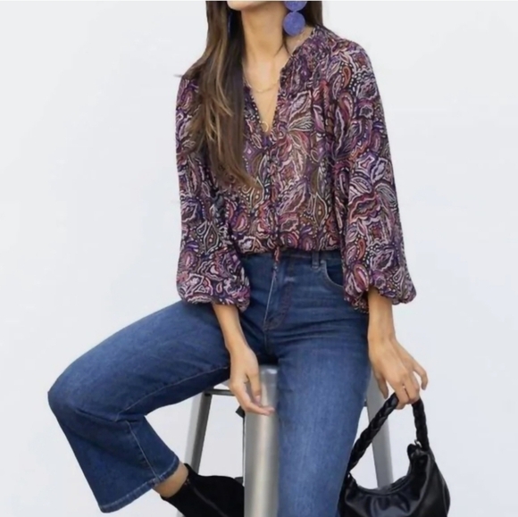 Sanctuary Royal Paisley Colorful Blouse Size XS NWT - Picture 4 of 10